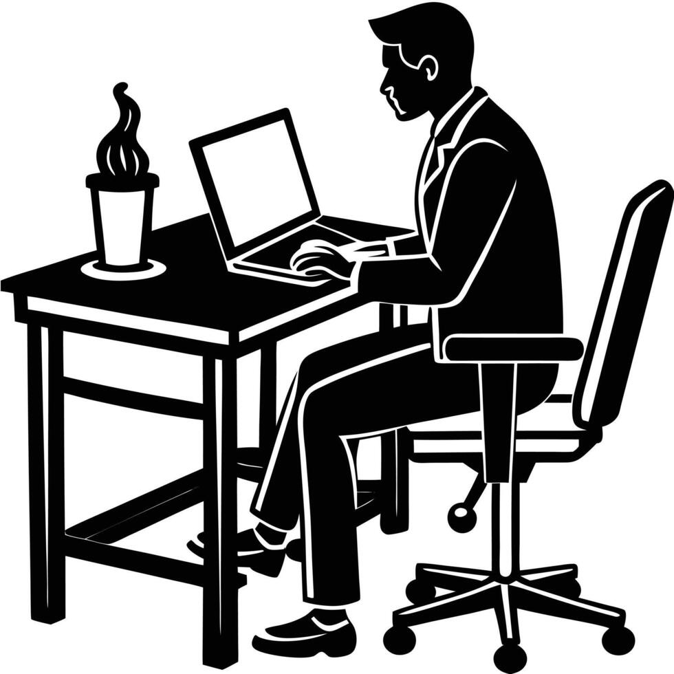 Man working at desk clipart vector