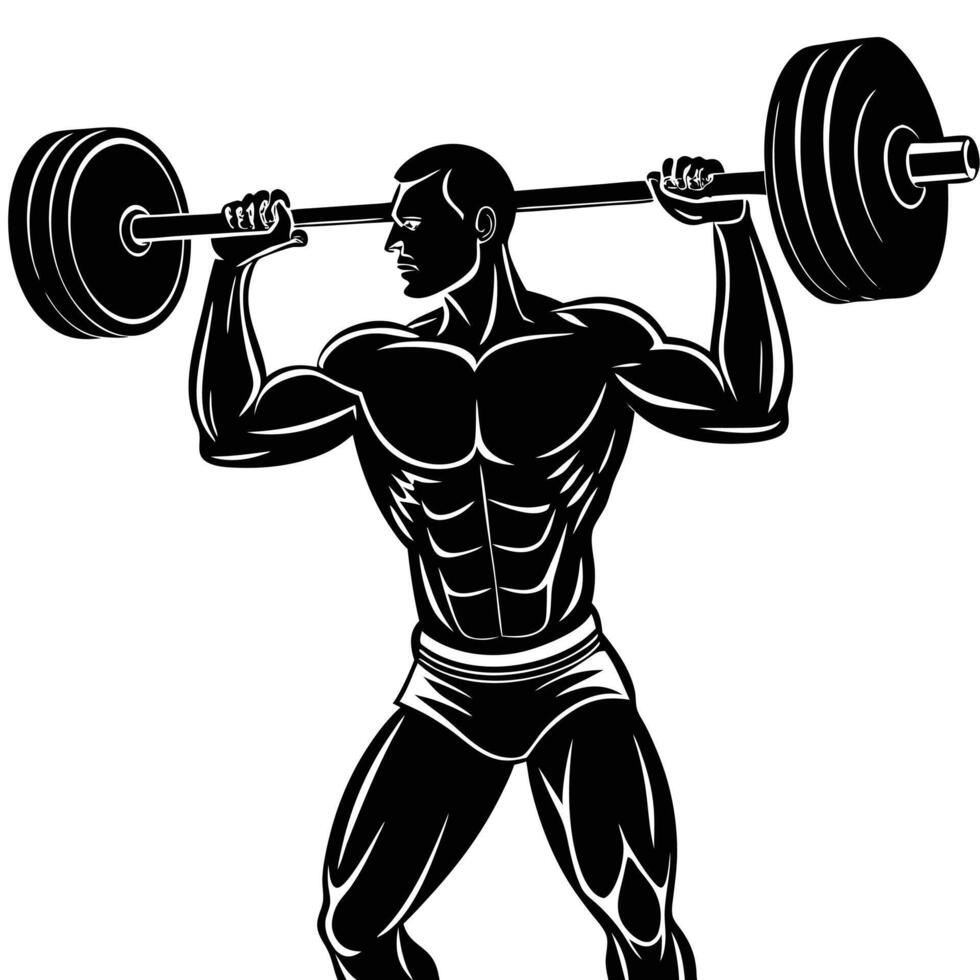 A silhouette of a man lifting a barbell vector