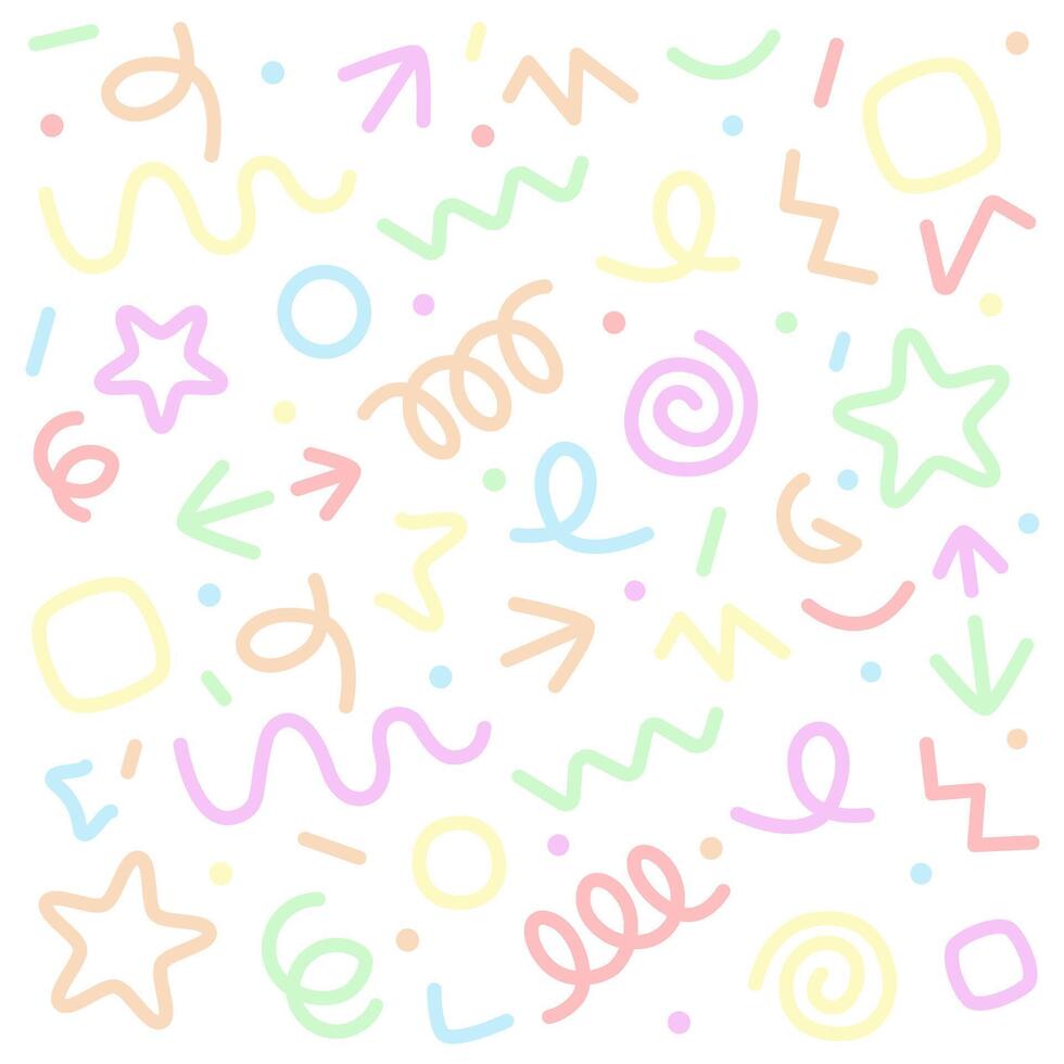 Straight or curly line points in particular direction, springs, symbols. Different textures and shapes. vector