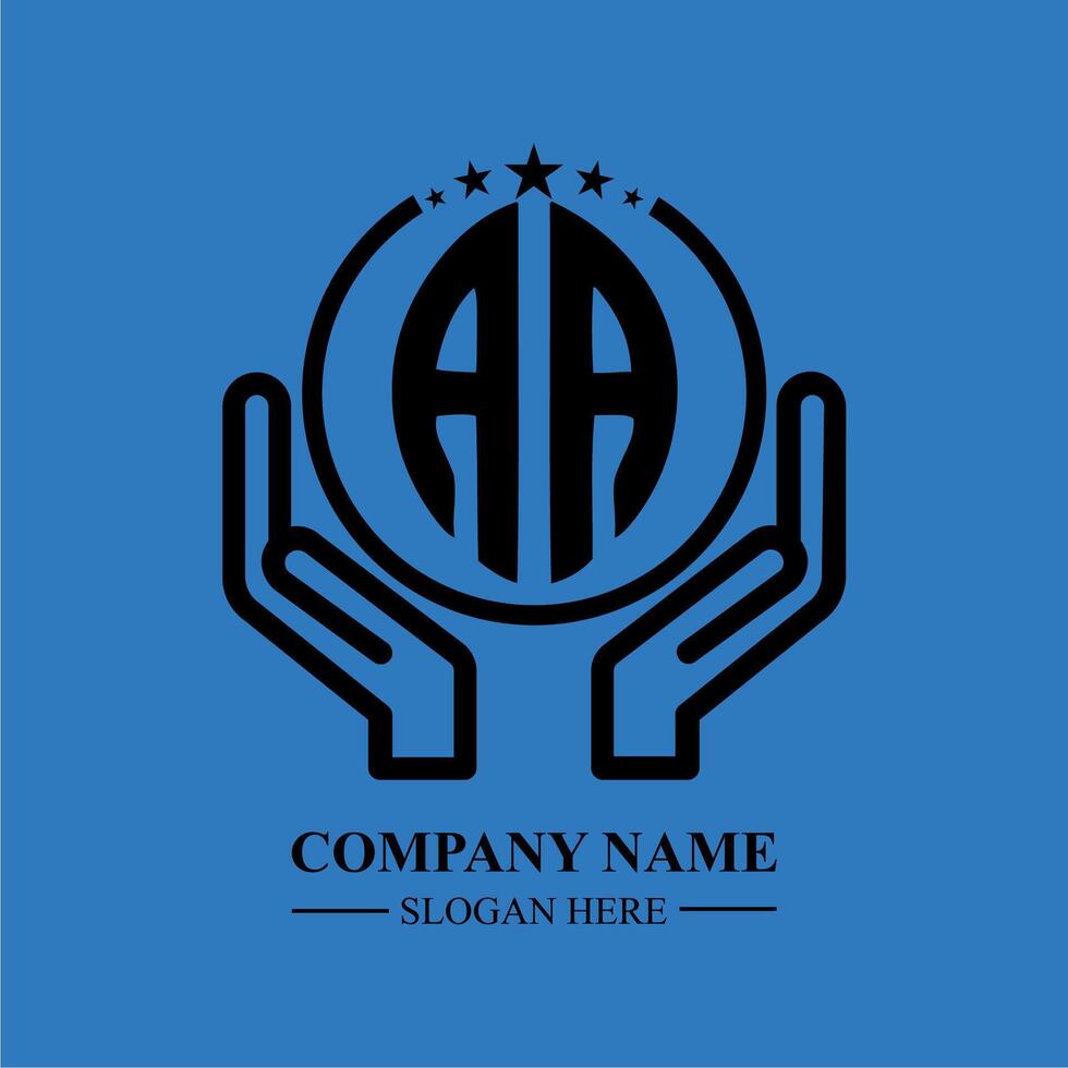 AA initials modern logo design featuring , held within hands vector