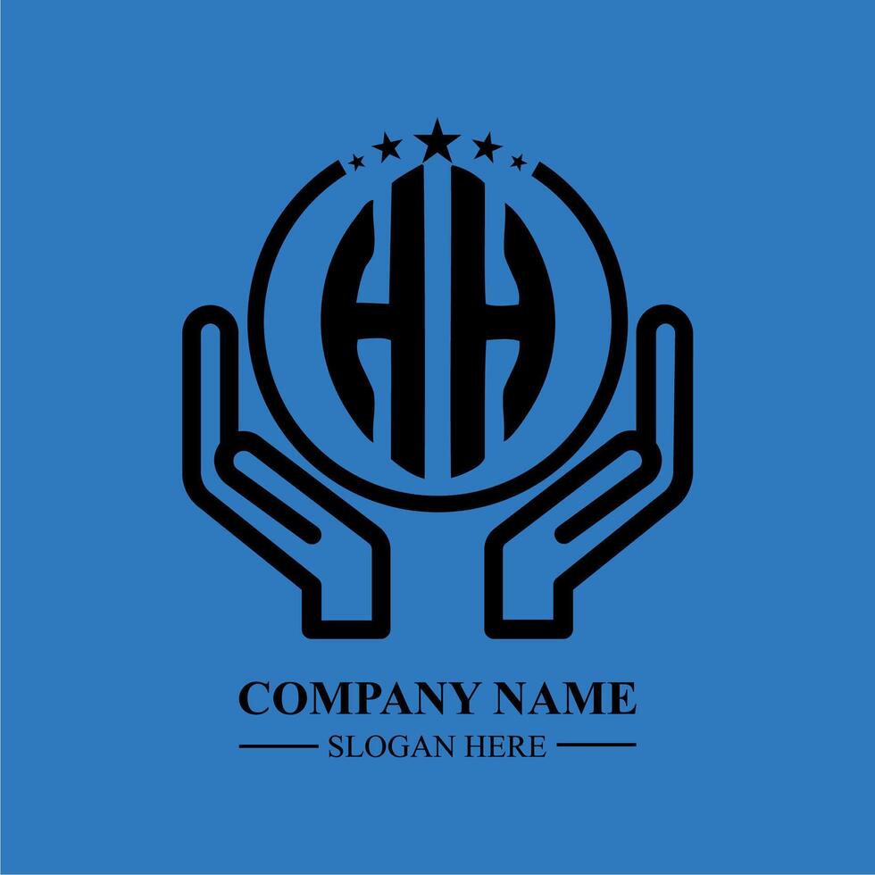 HH initials modern logo design featuring , held within hands vector
