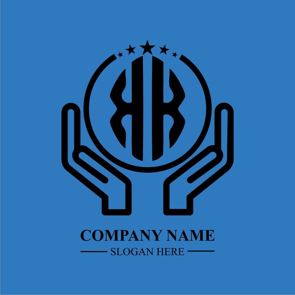 KK initials modern logo design featuring , held within hands vector