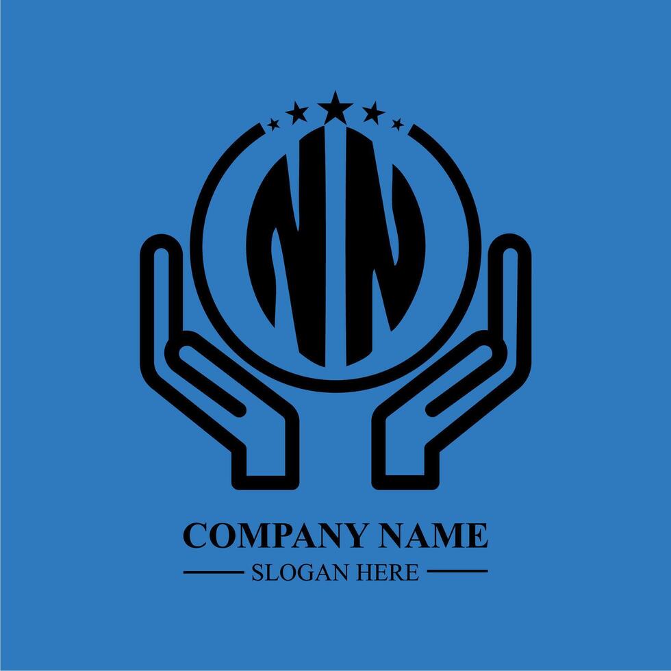 NN initials modern logo design featuring , held within hands vector