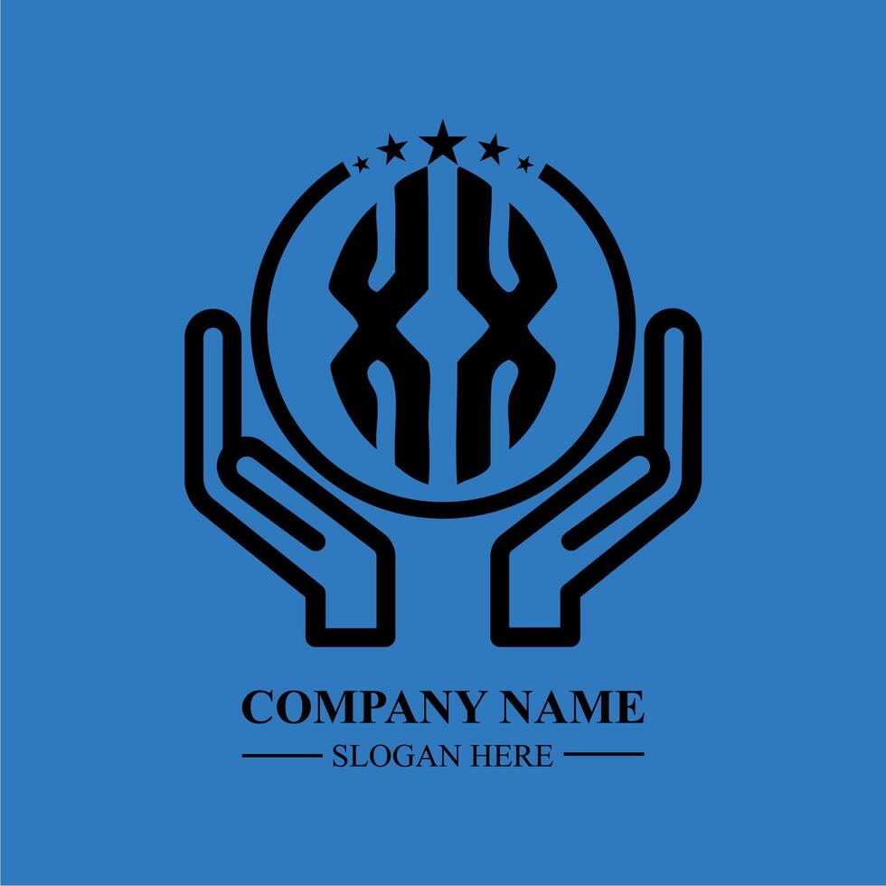 XX initials modern logo design featuring , held within hands vector