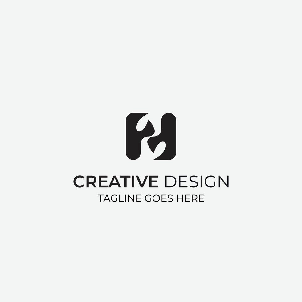 HF minimal logo design vector