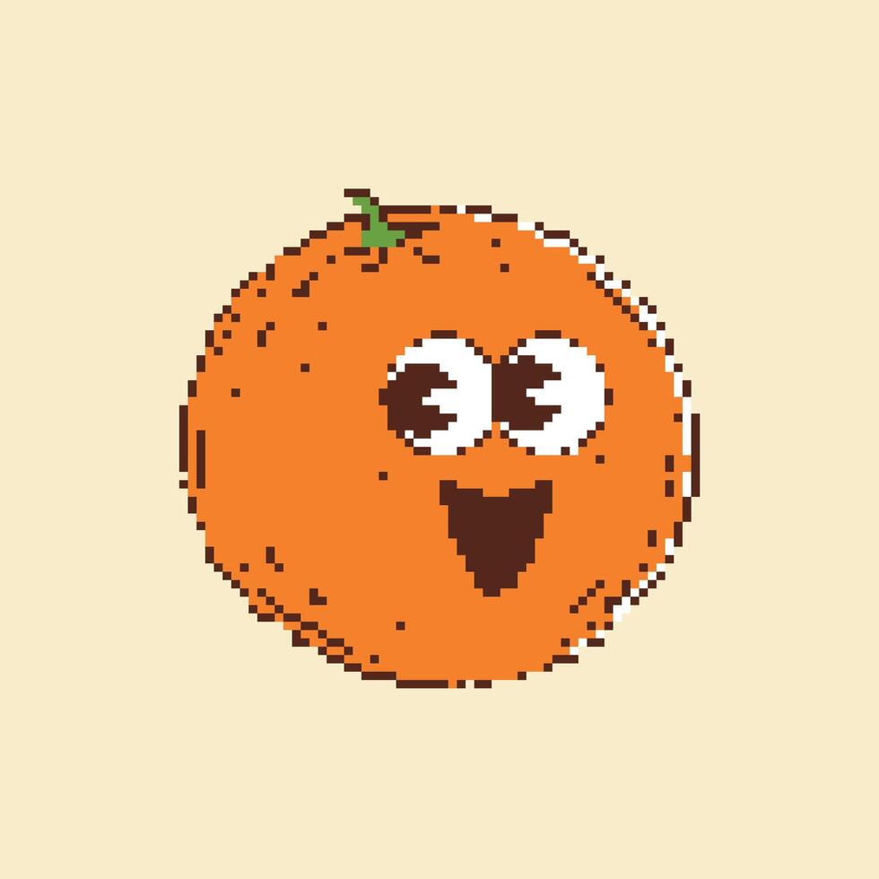 pixel cute hand drawn orange vector