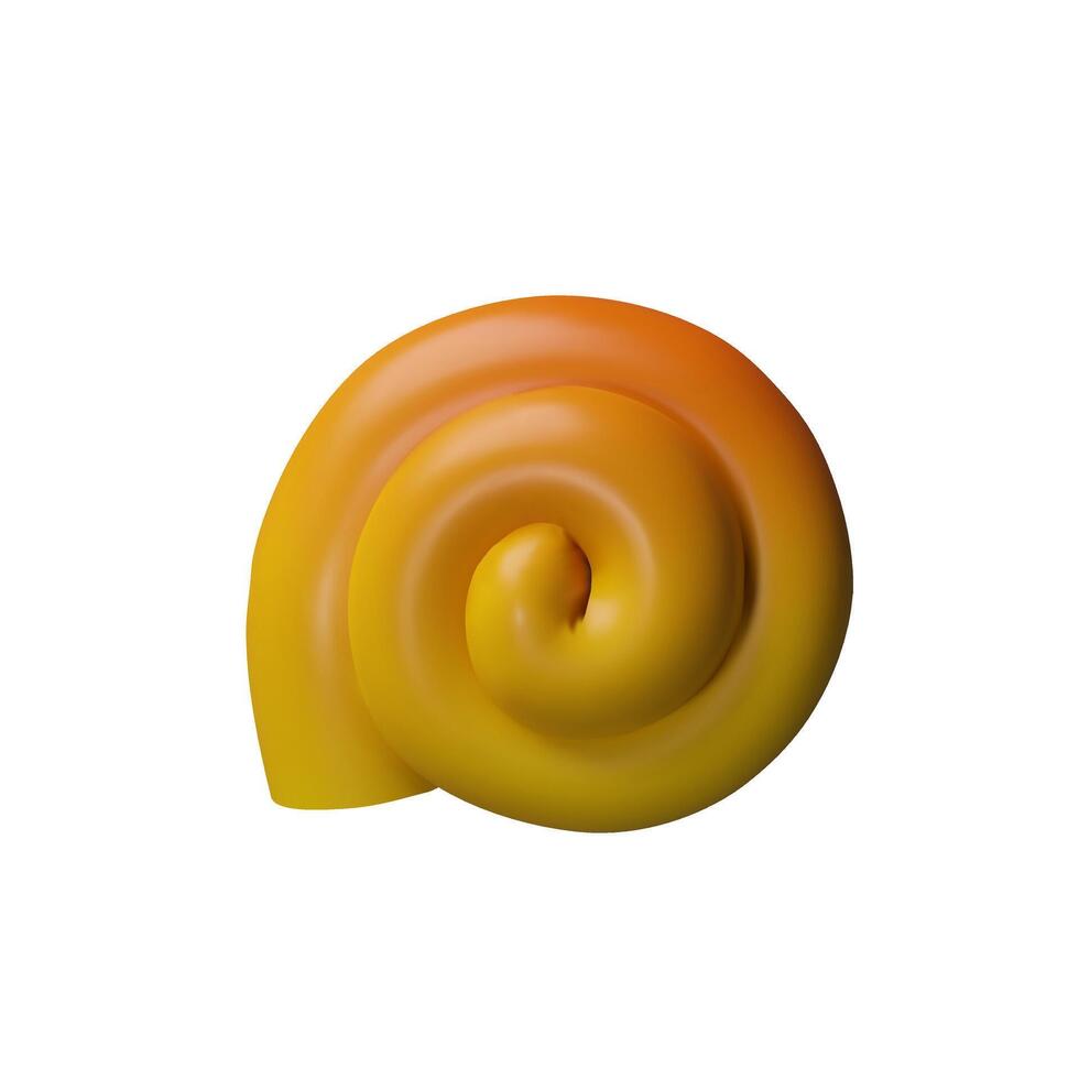 3d spiral ammonite. Fossil nautilus three-dimensional illustration. Snail home. Seafood symbol mollusk. Shell scallop fractal decoration. Ocean swirl geology symbol. Undersea jurassic sparse vector