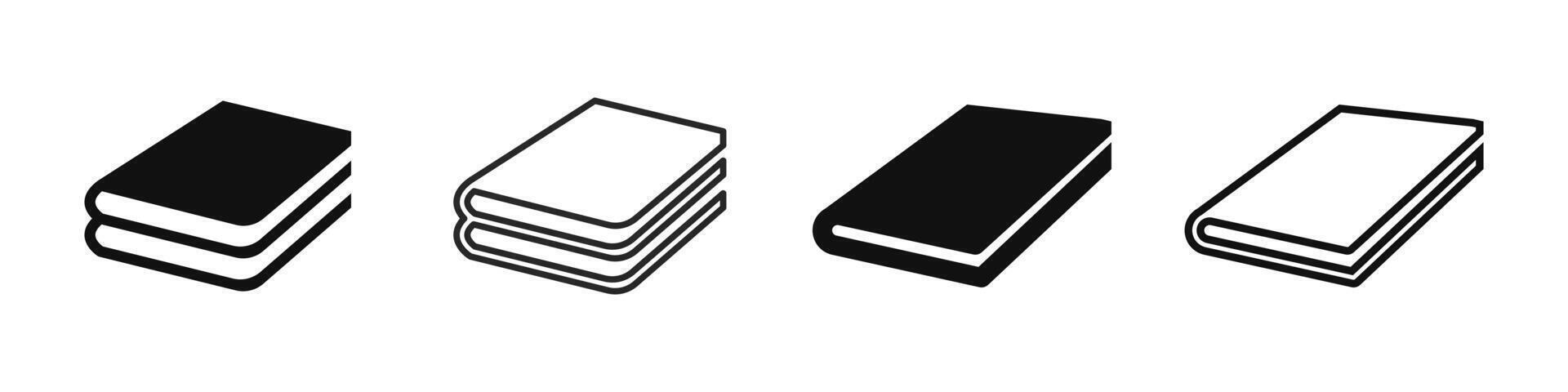Book icon. Book silhouette. Notebook symbol. Closed book icon. E-book icon vector
