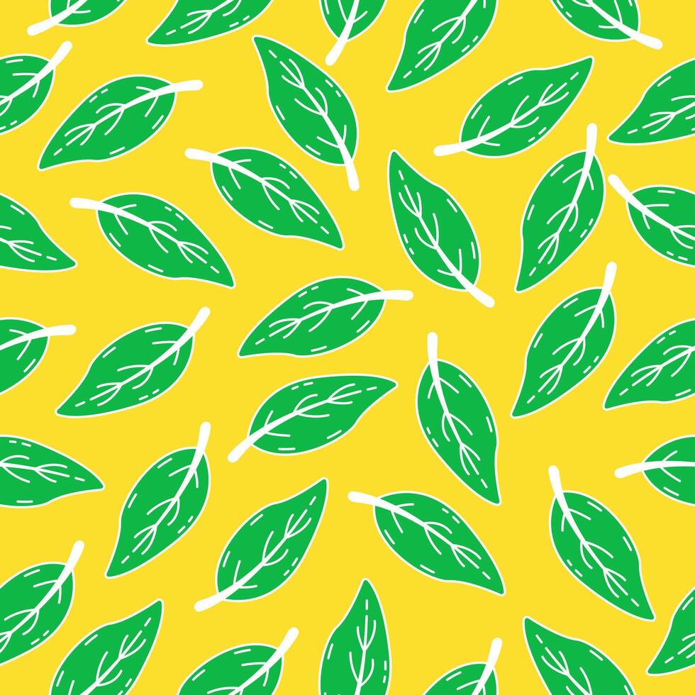 Leaf doodle seamless pattern background. Leaf motif fabric. Wallaper, backdrop, packaging, wrapper vector