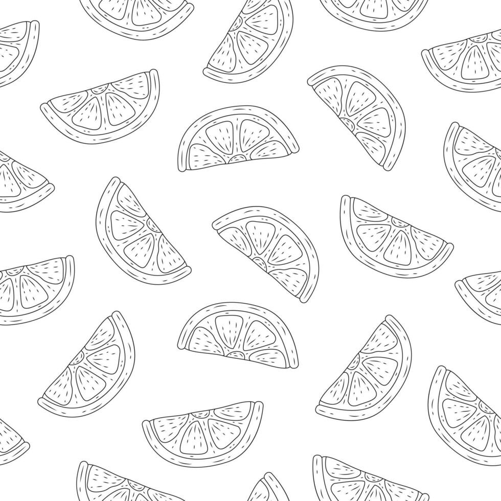 Lemon doodle seamless pattern background. Hand drawn sketch of citrus wallpaper. Packaging, wrapper, backdrop vector