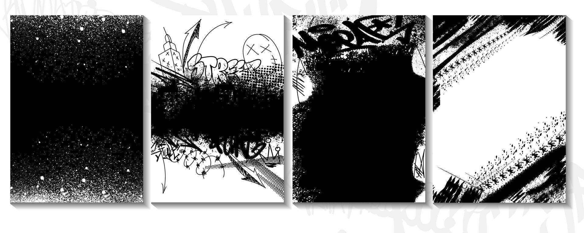 Black and white grunge dirty graffiti backgrounds vector