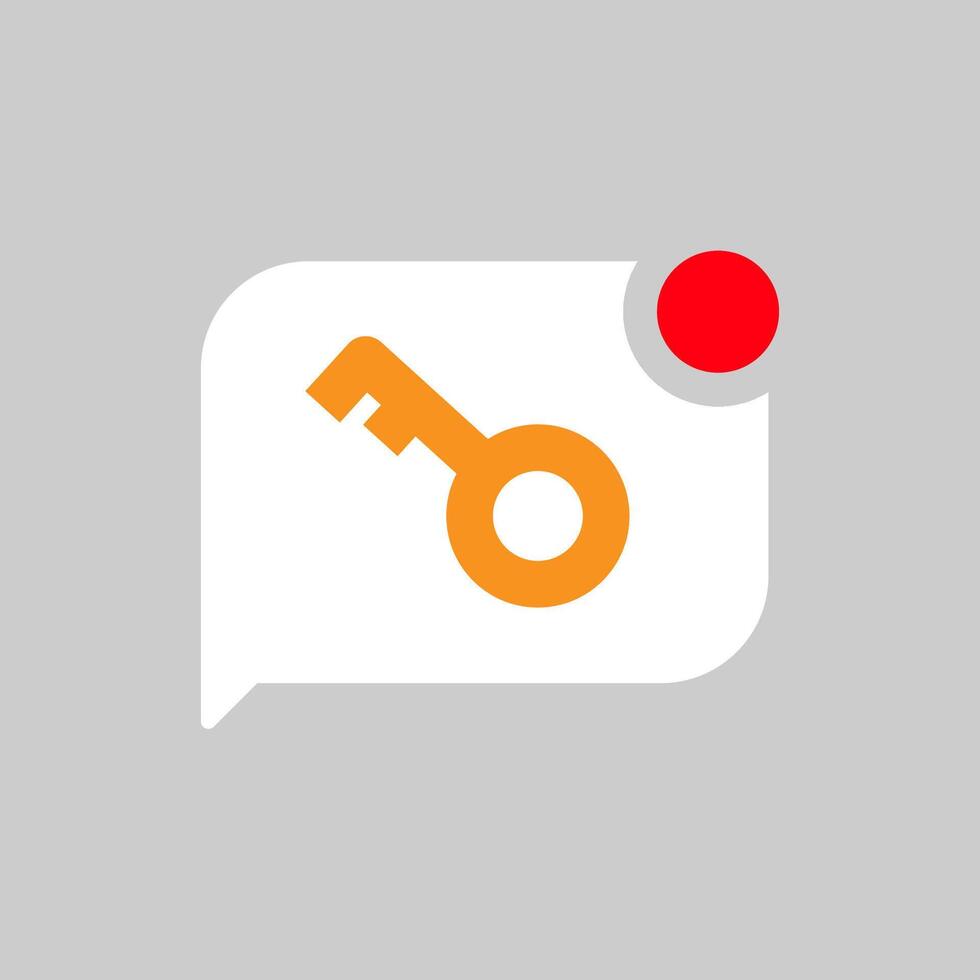 Secure chat bubble with a key and unread notification. Flat illustration representing security code, OTP verification, or encrypted messages for mobile apps, web design, and cybersecurity concepts vector