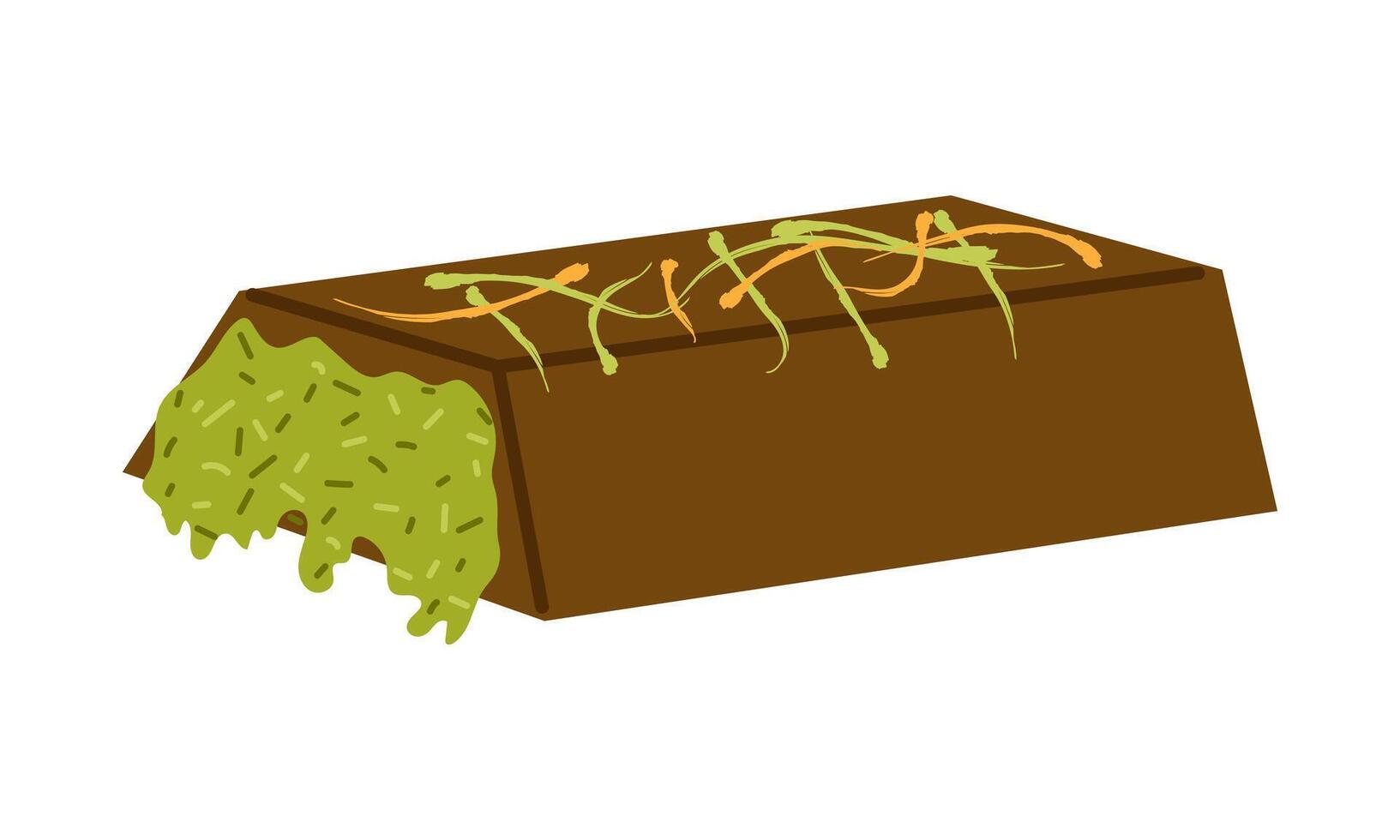Dubai chocolate bar with creamy pistachio filling and crispy kataifa dough. illustration. vector
