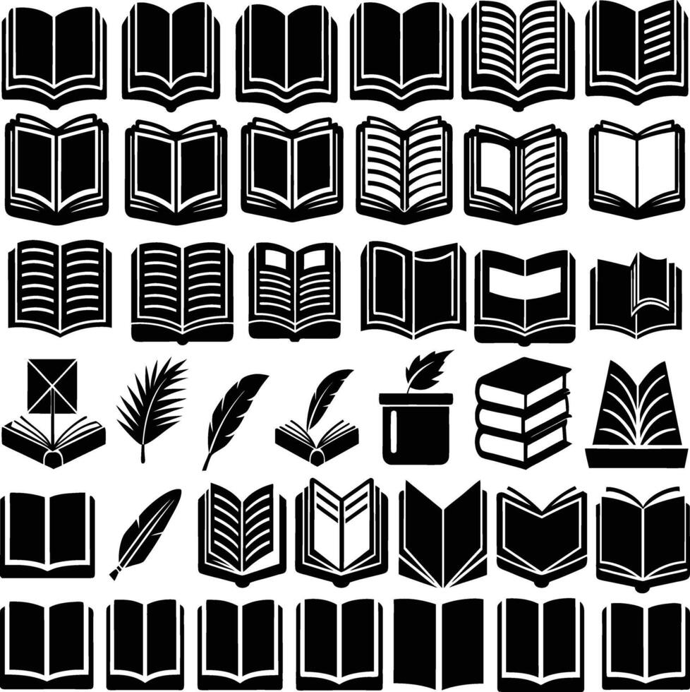 Book symbol set with a logo isolated on any white background. Books with Icons vector