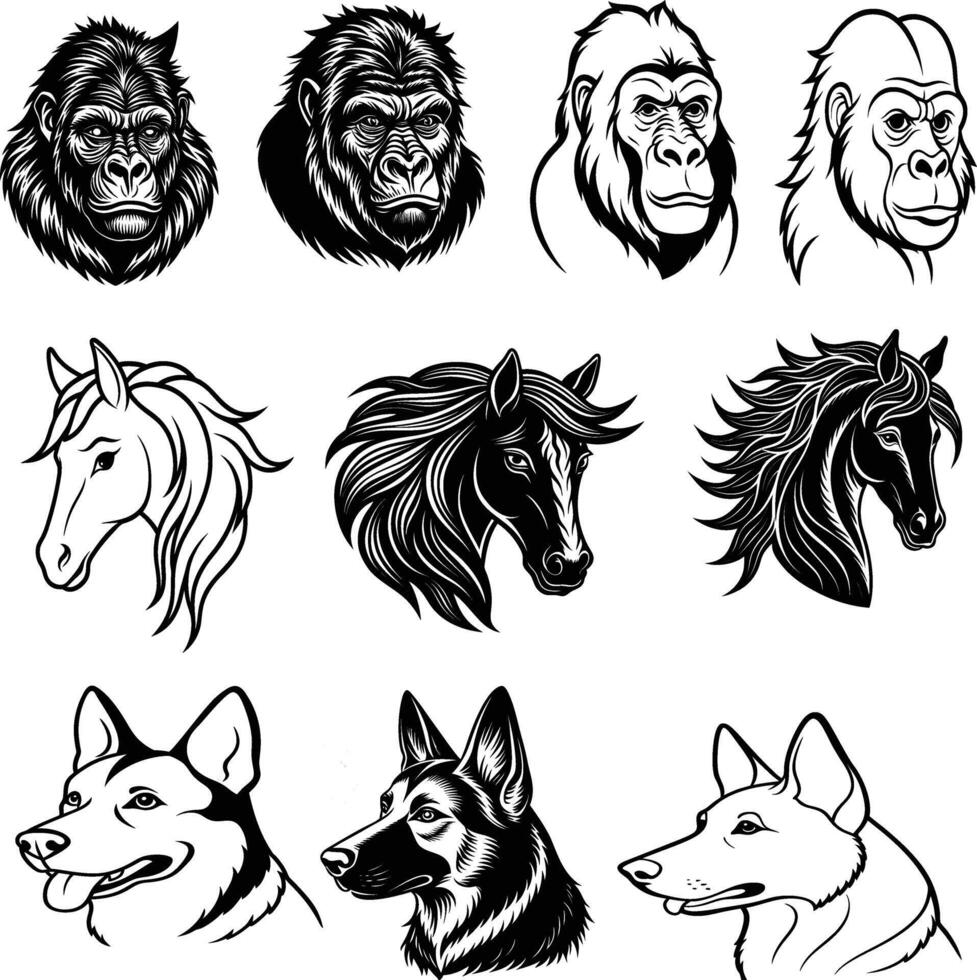illustration of an animal face and head logo on a white background vector