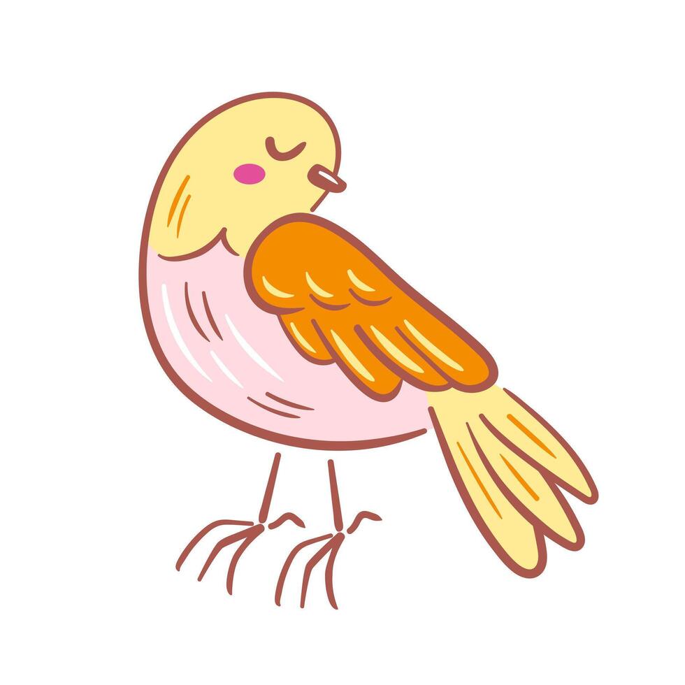 A delightful illustration of a cute bird standing shyly, rendered in a charming sketch style. This artwork conveys a sense of innocence and playfulness, ideal for various creative projects. vector