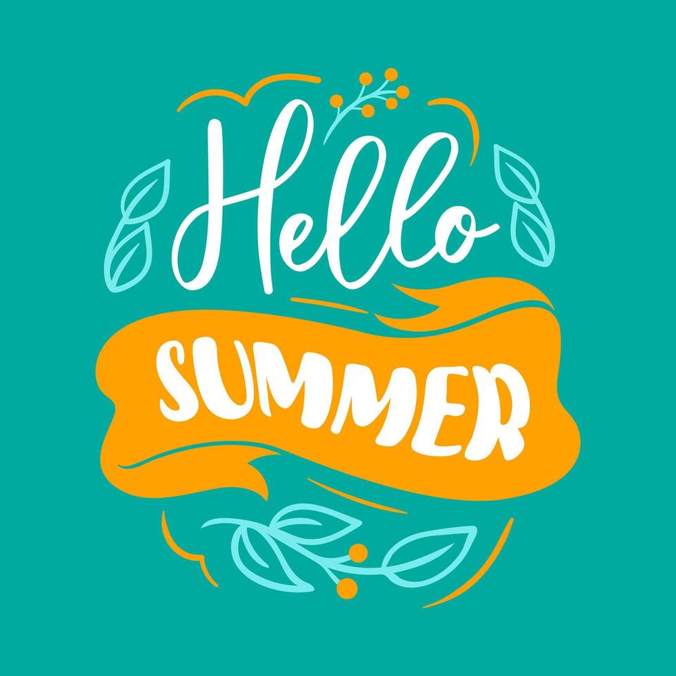 Hello Summer A Beautiful Bright and Cheerful Design for Summer Greetings and Celebrations vector