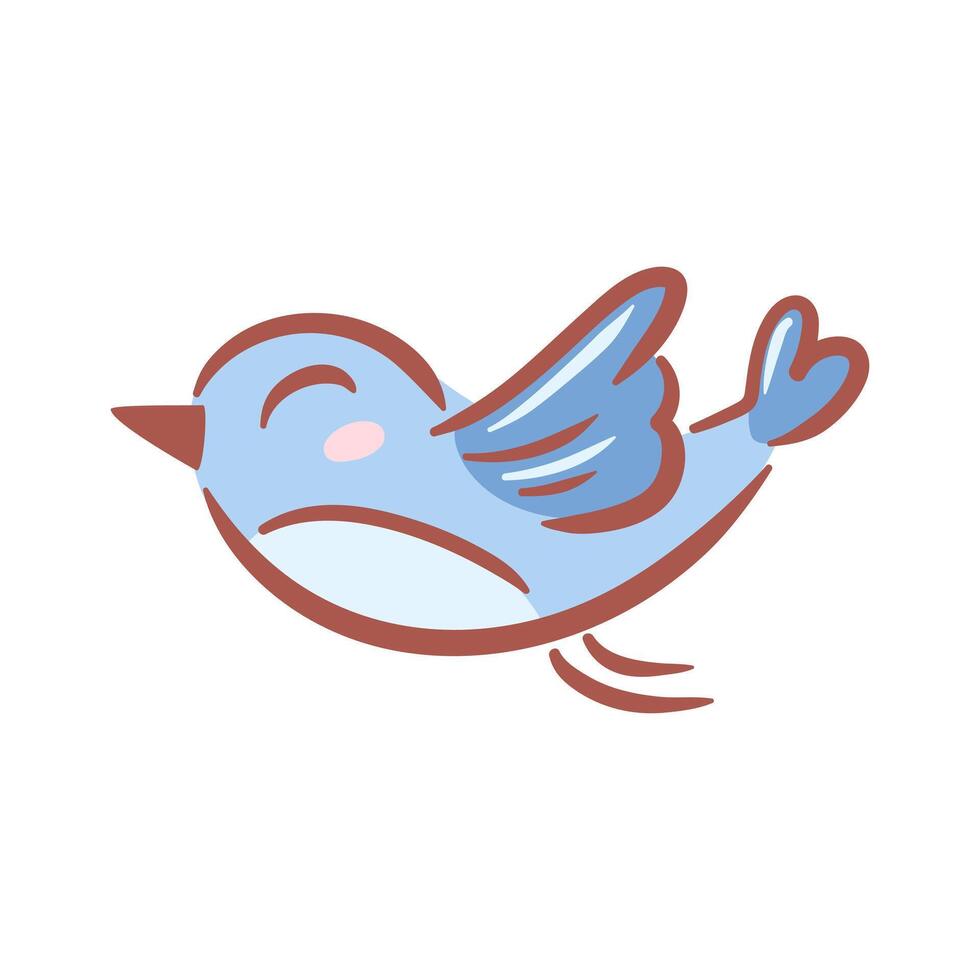 A delightful blue bird gracefully soars through the sky, exuding joy and laughter. Illustrated in a charming sketch style, this whimsical design captures the essence of freedom and happiness in nature vector