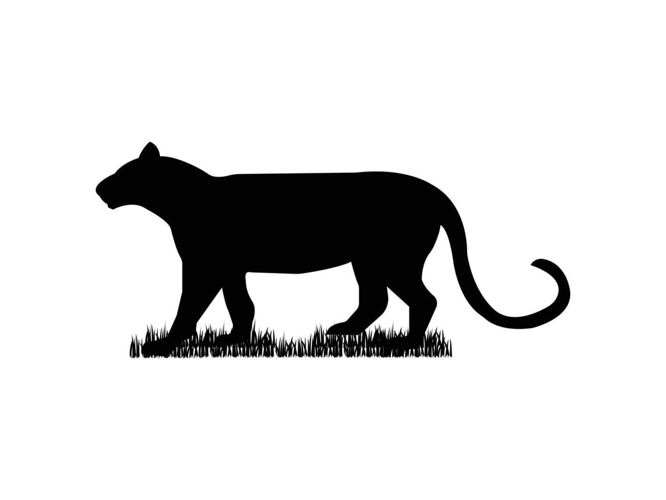 silhouette black panther wild animal illustration vector