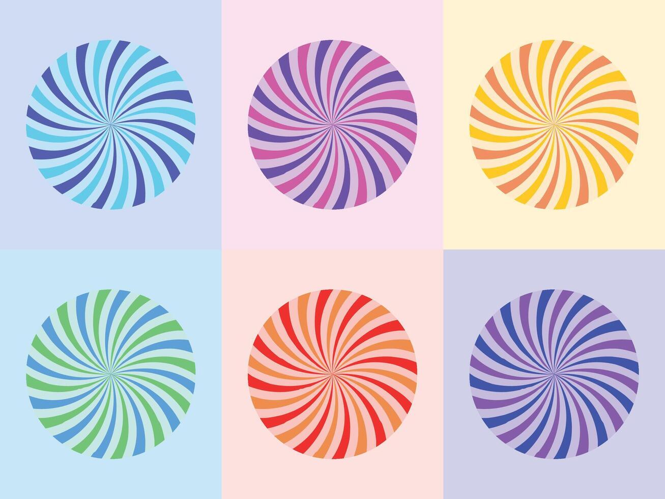 Collection of colourful sunburst illustration set vector