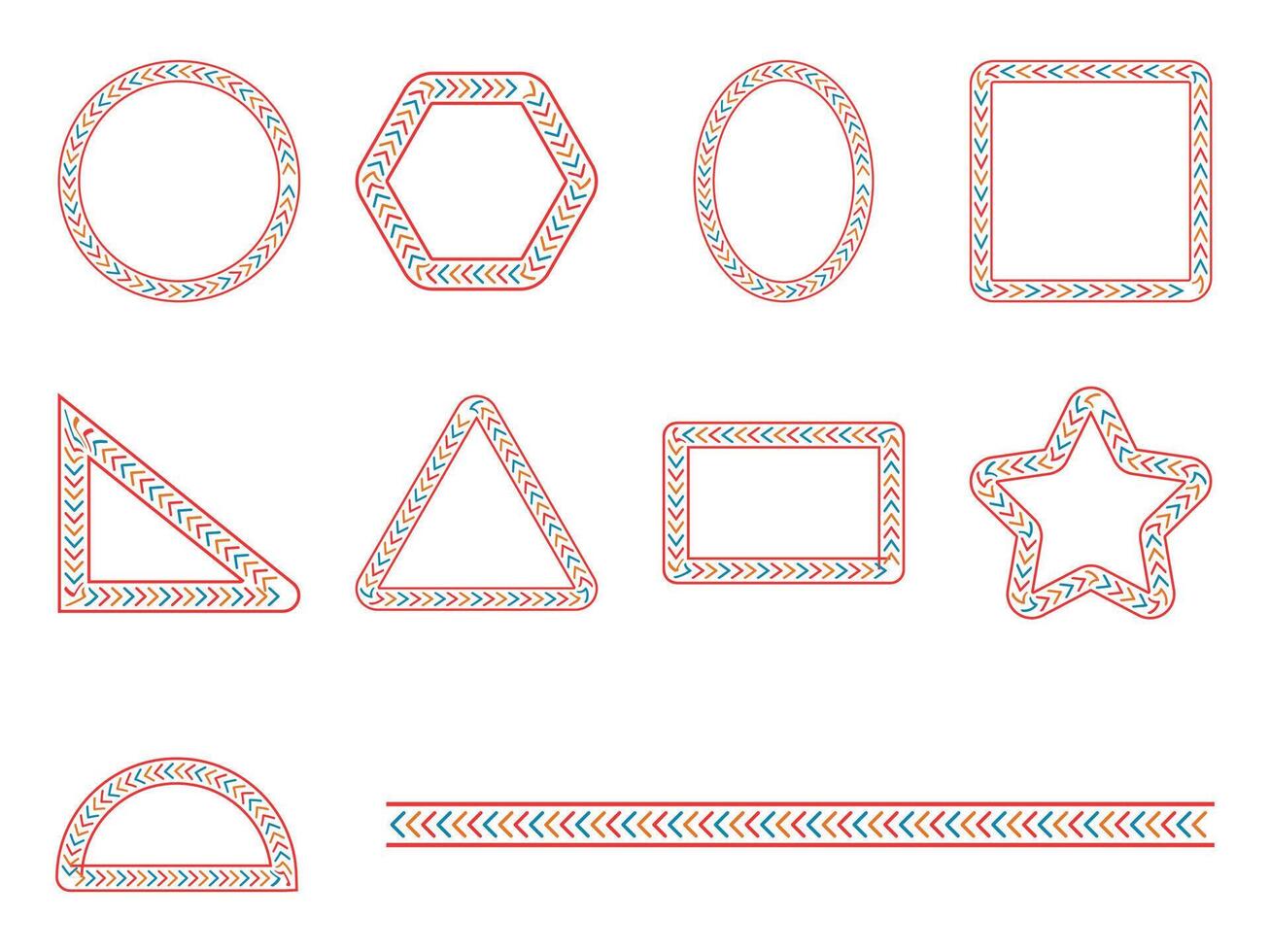 Set of various types of tribal frame abstract shape illustration designs vector