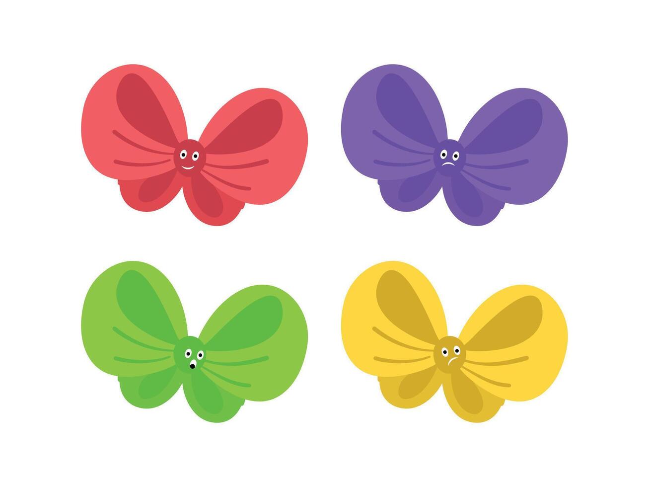 Abstract decorative gift ribbon with emoji art design set vector