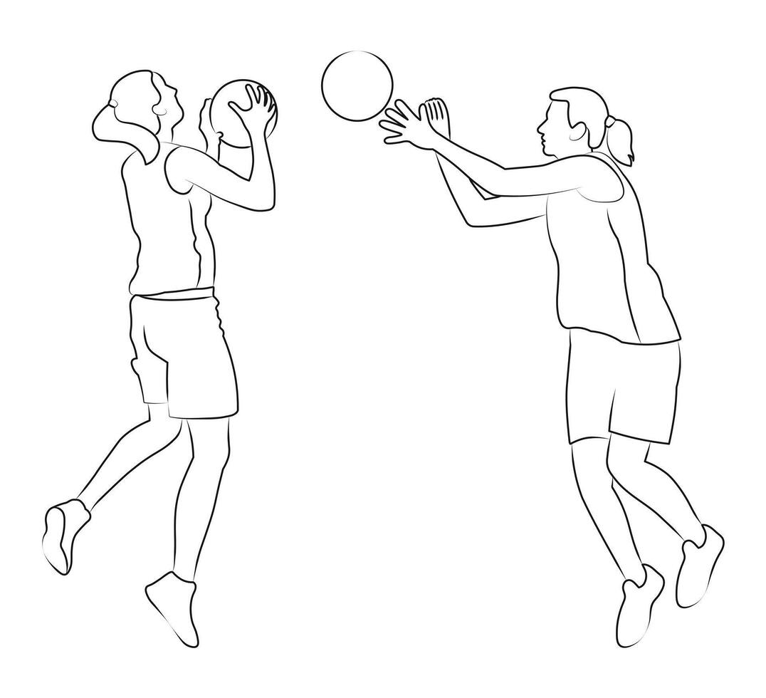 Female basketball player withball. Female basketball player silhouette on white background vector