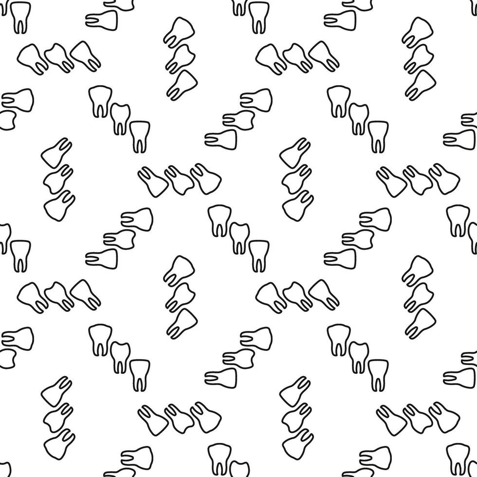 pattern of simple tooth illustrations on a white background suitable for medical or educational purposes vector
