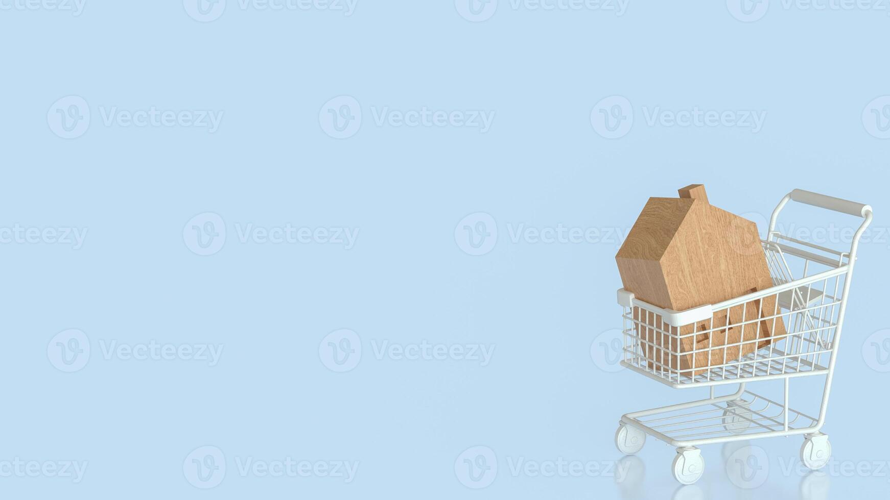 House in Shopping cart for property or real estate . photo