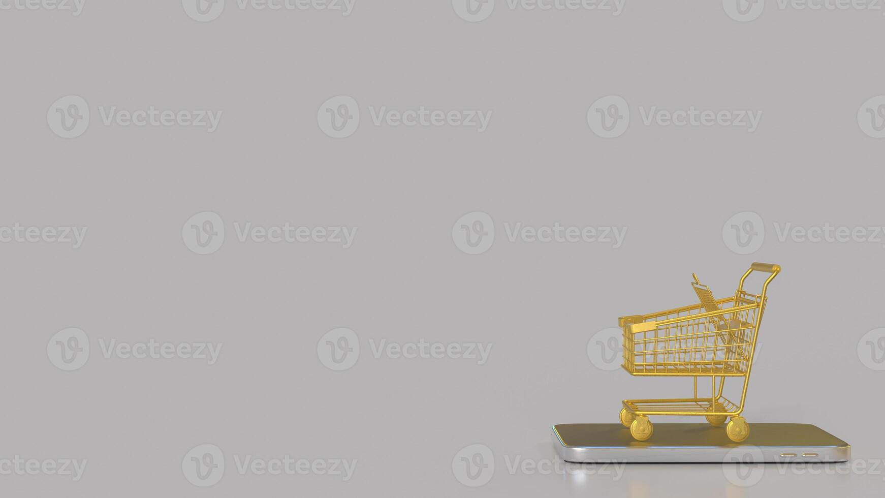 Gold Shopping cart for Business concept 3d Rendering . photo