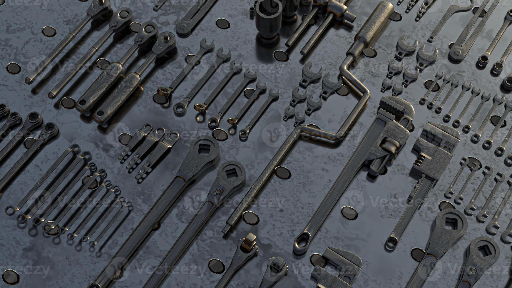 Tool on metal plate for Background concept . photo