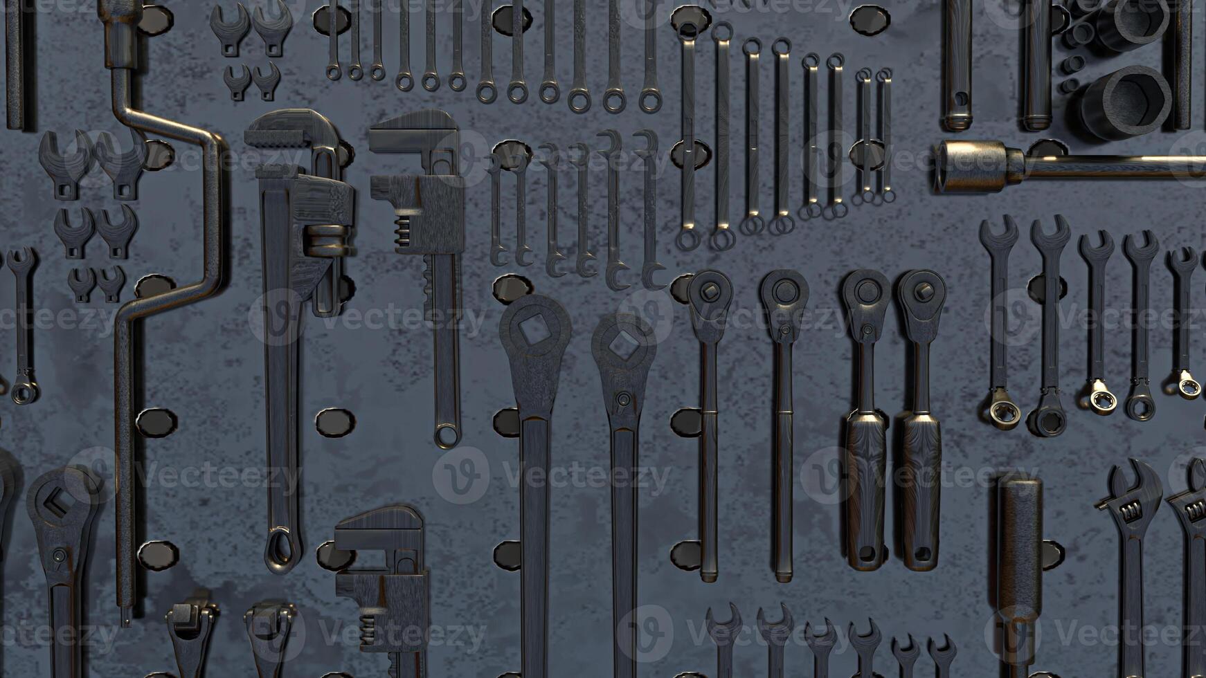 Tool on metal plate for Background concept 3d Rendering. photo