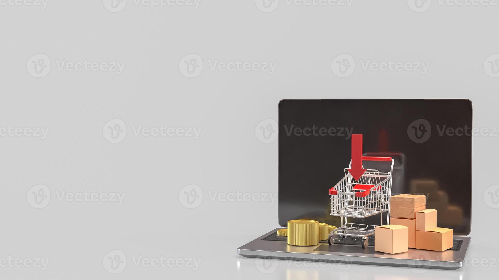 Shopping cart on notebook for Business concept 3d Rendering. photo