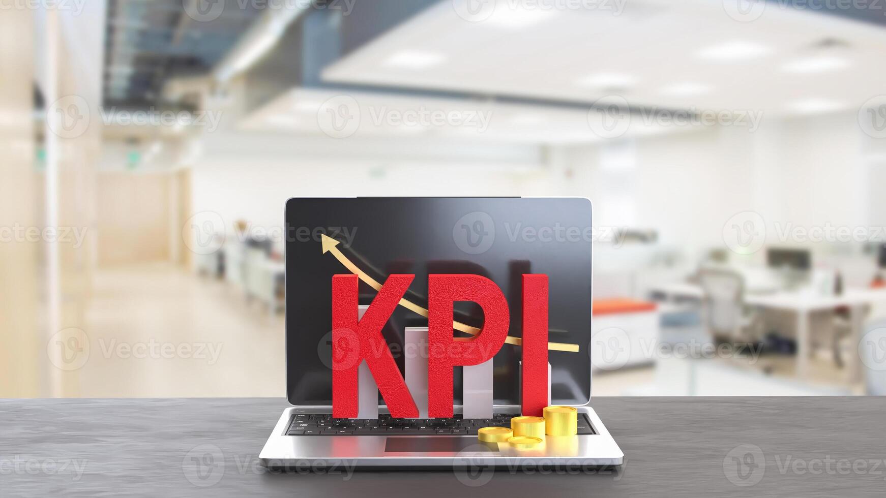 Kpi and chart on notebook for Business concept 3d Rendering . photo