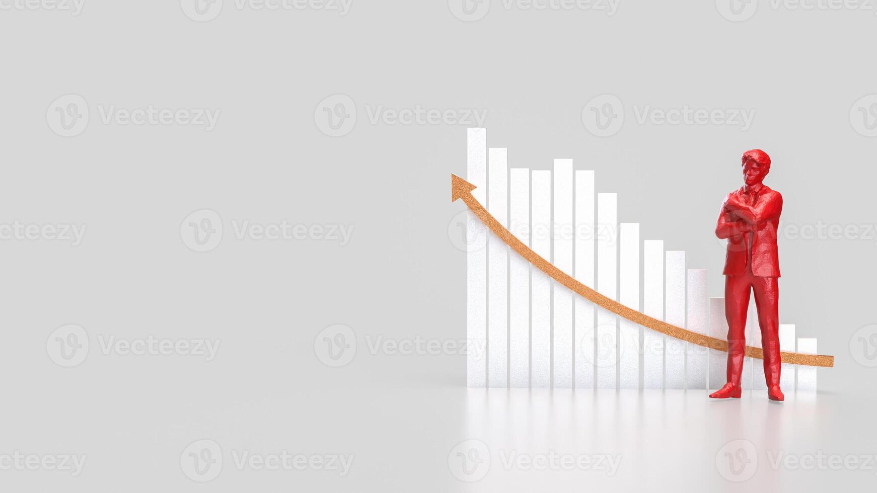 The Man and chart for Business Concept 3d Rendering. photo
