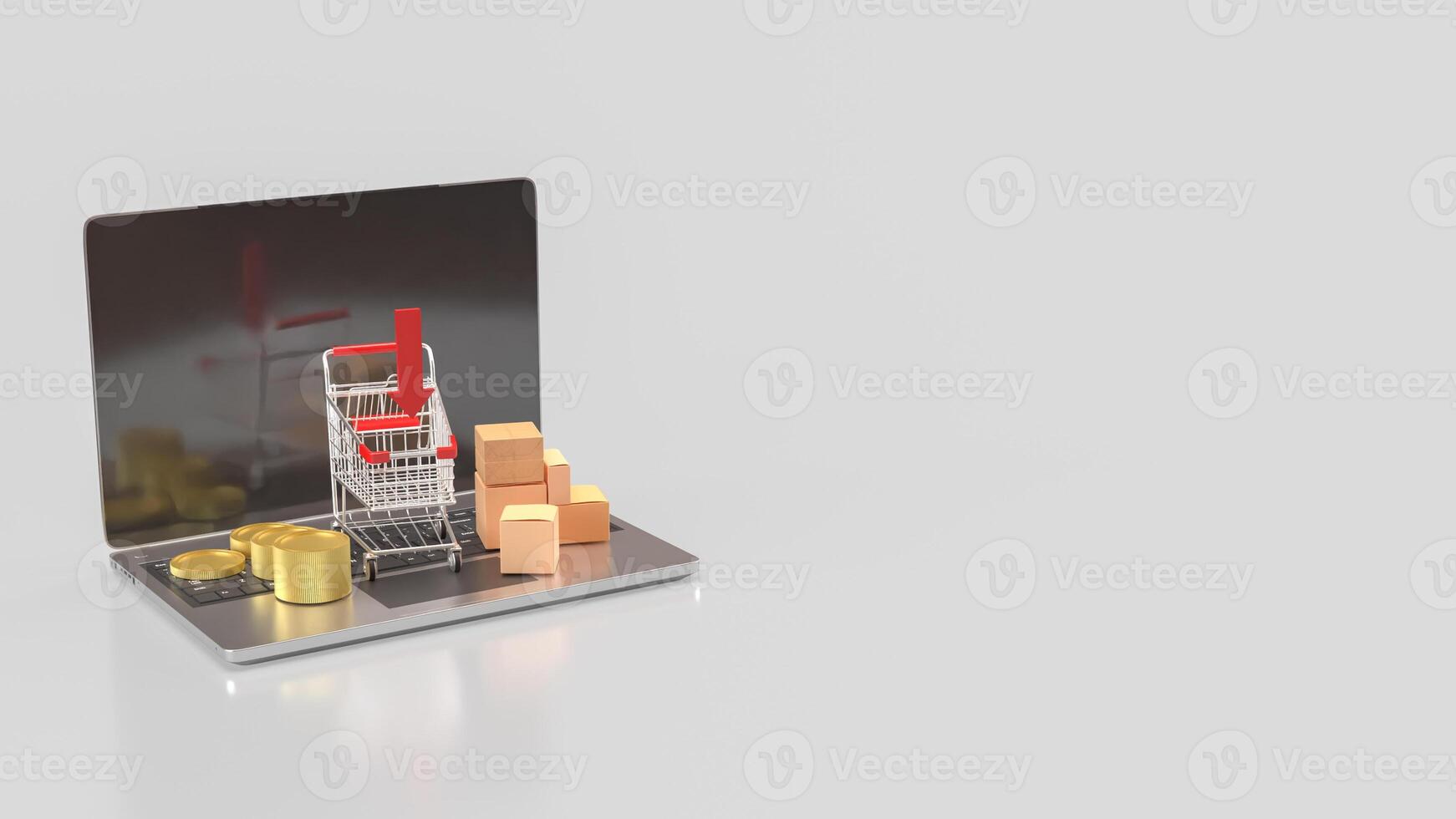 Shopping cart on notebook for Business concept 3d Rendering . photo