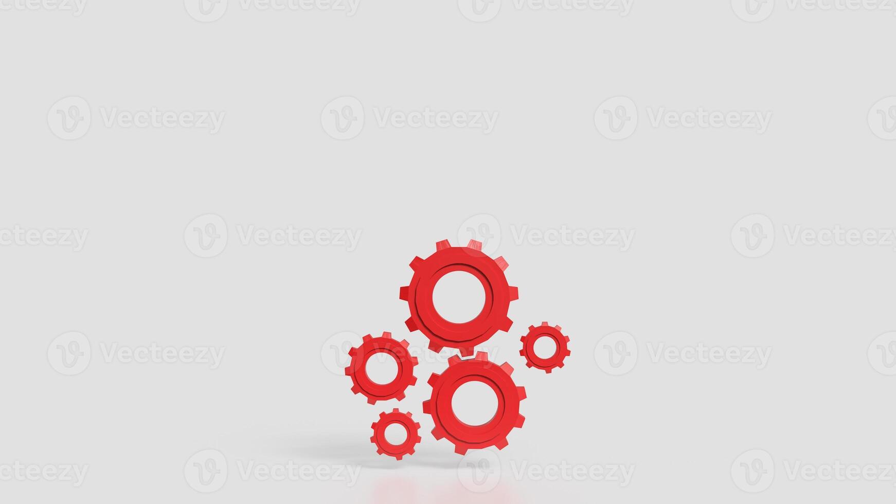 Red Gear on white Background for engineering concept 3d Rendering. photo