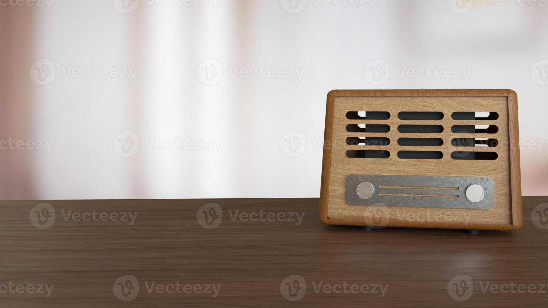 Radio Vintage for Pod Cast or Music concept 3d Rendering . photo