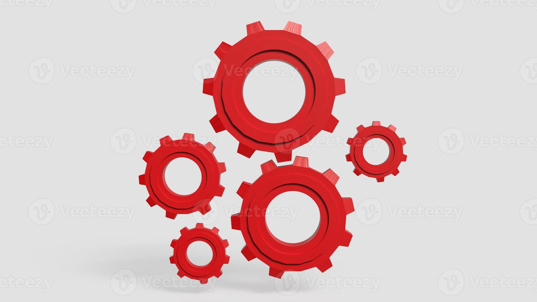 Red Gear on white Background for engineering concept 3d Rendering. . photo