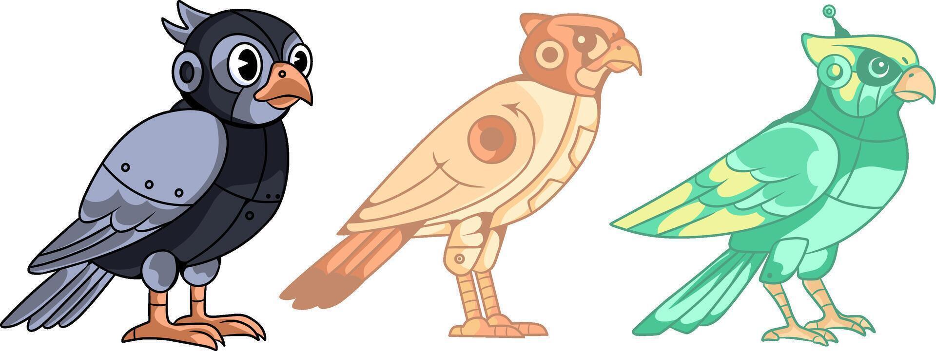 Cartoon falcon bird robotic theme,vintage style drawing vektor illustration vector