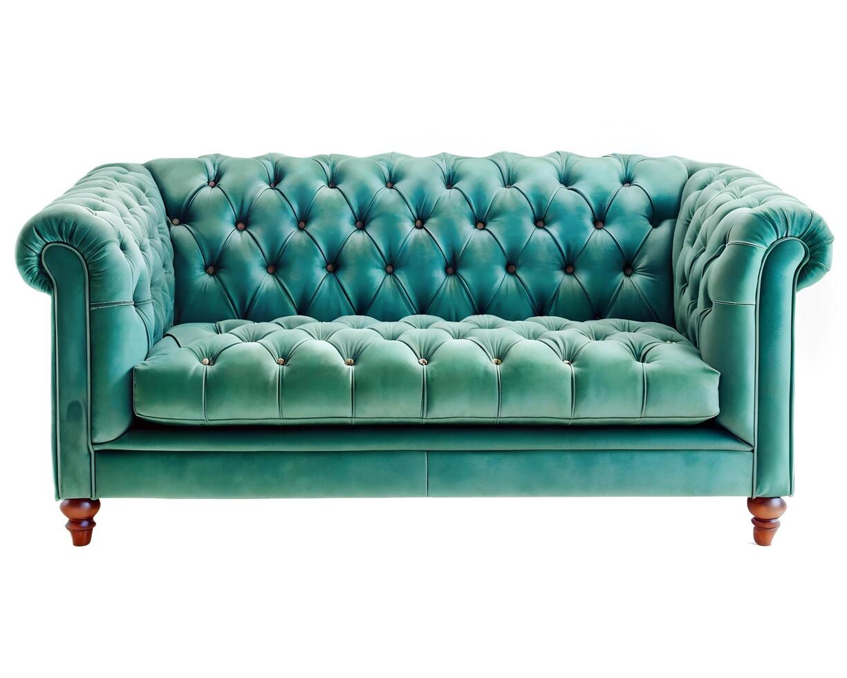 green sofa isolated on white photo