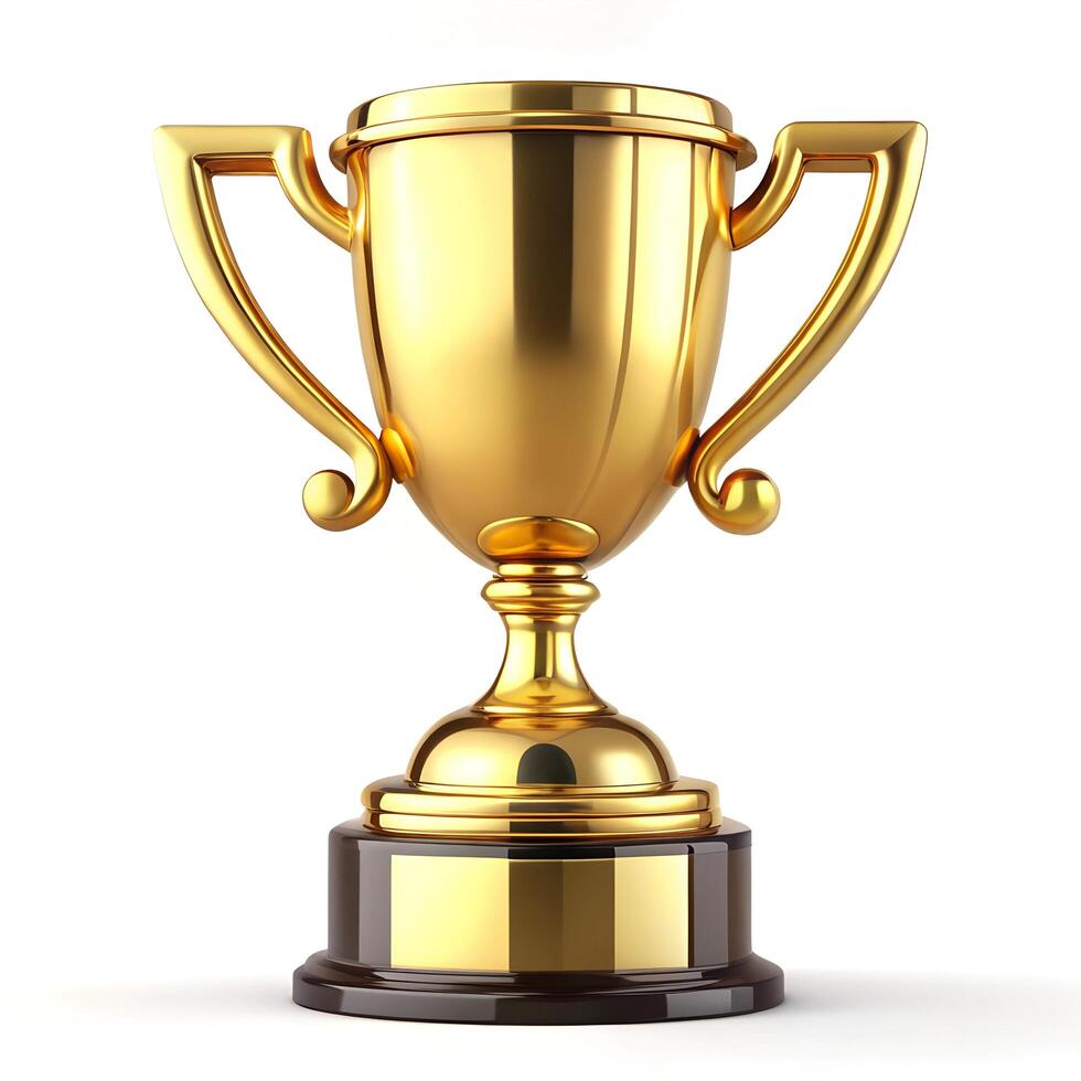 Golden trophy Isolated on White Background photo