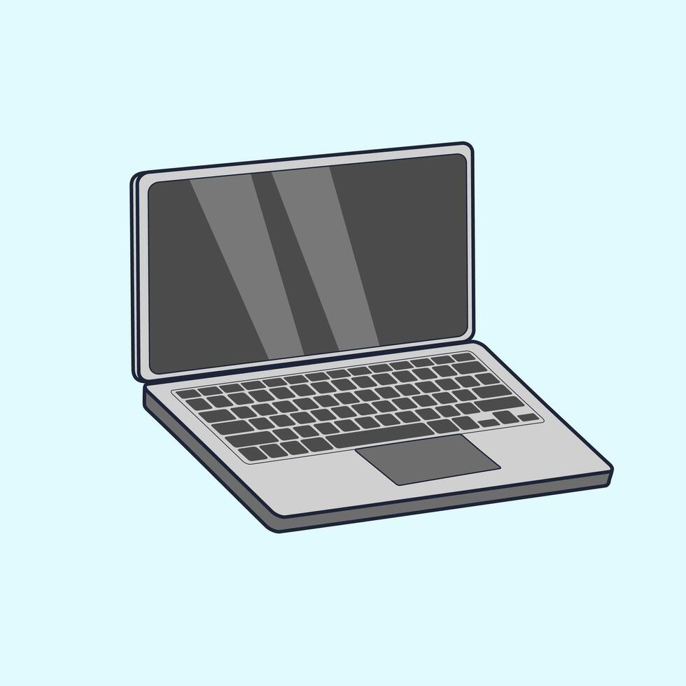 A laptop computer is shown on a blue background vector