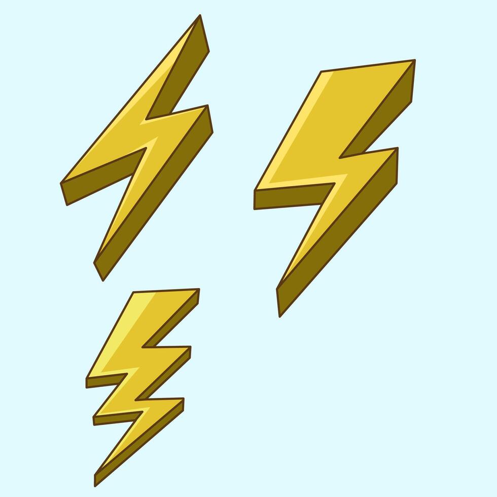 Three lightning bolts on a blue background vector