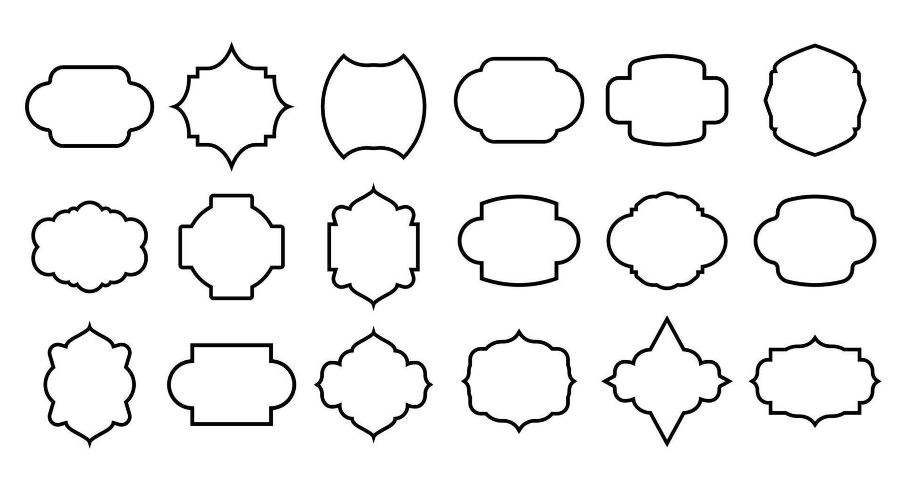 oriental style Islamic windows out line set design vector