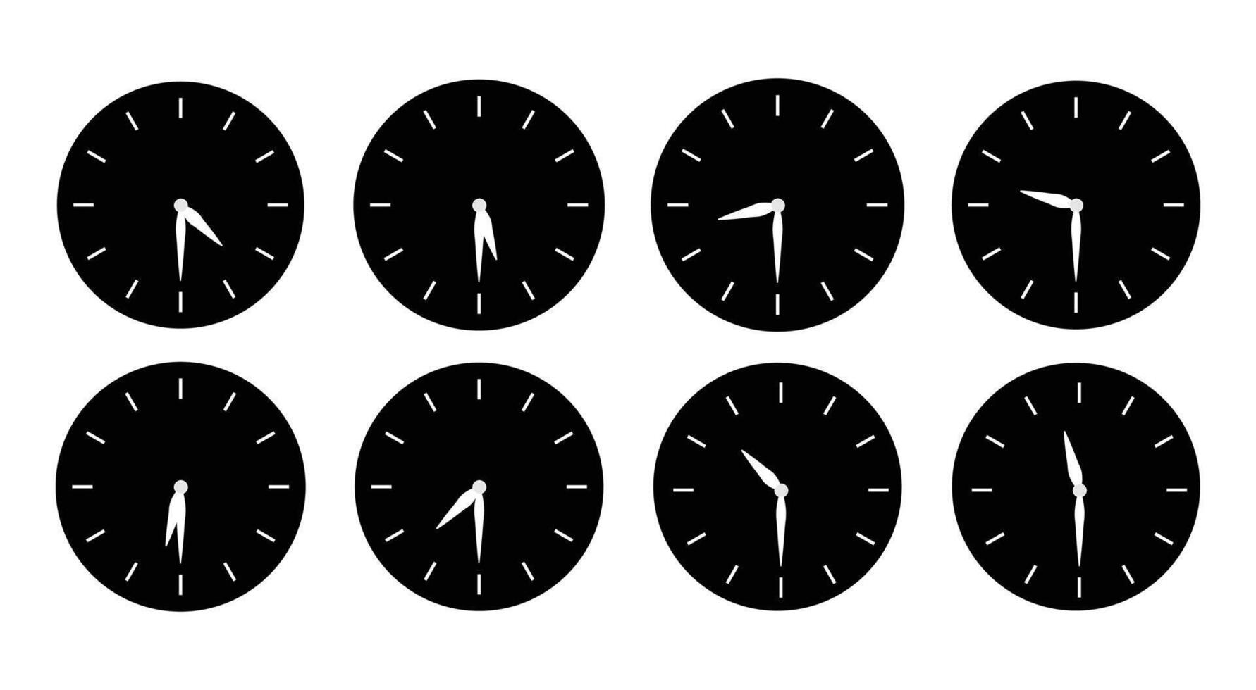 Different time Black and white clock design vector