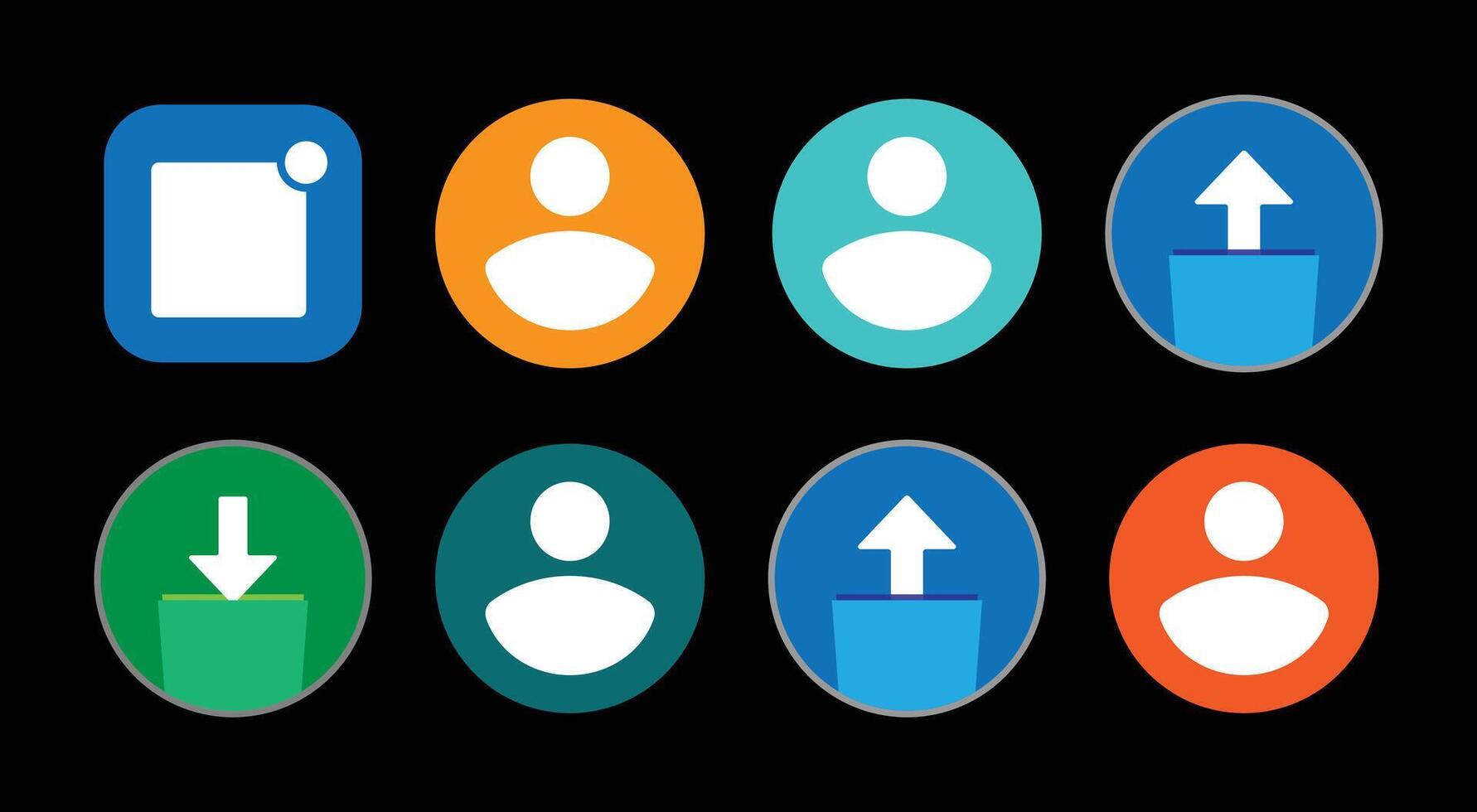 Eight colorful Person and different icon and black background vector