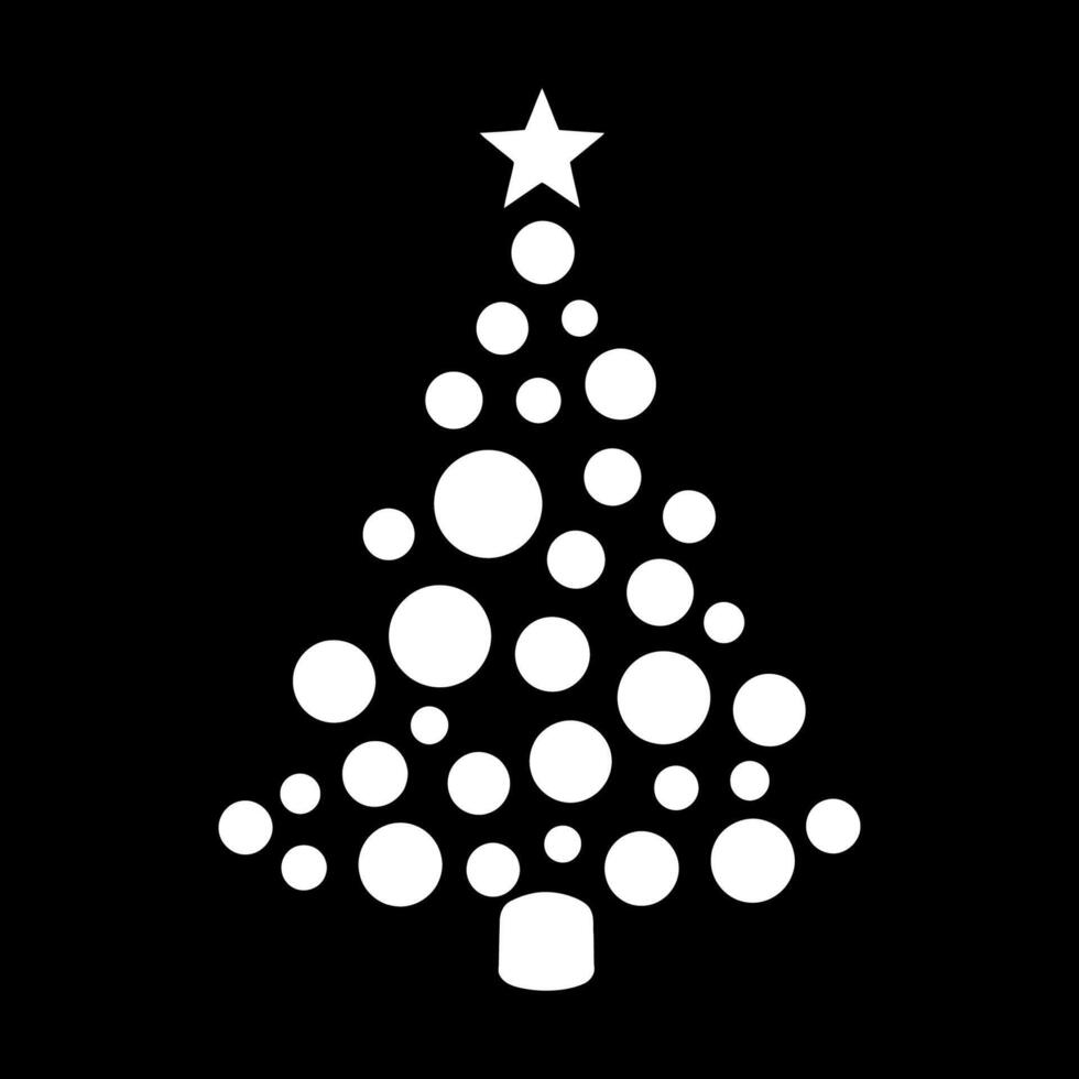 Simple illustration of a white Christmas tree with ornaments and a star on top. Perfect for holiday designs, greeting cards, or website graphics. Clean and modern style. vector