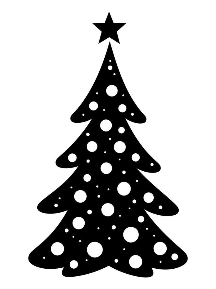 Elegant illustration of a stylized Christmas tree with falling snow and a star on top. Perfect for holiday designs, greeting cards, and festive graphics. vector