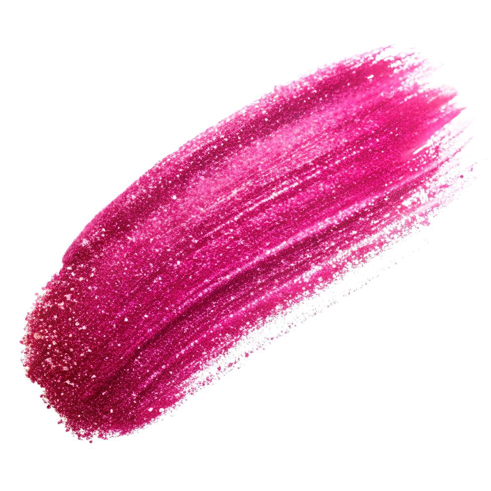 pink color brush stroke isolated on white background. photo